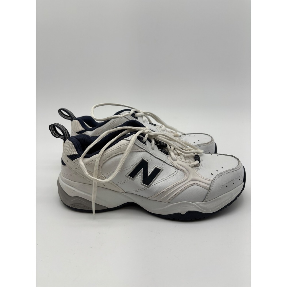New Balance 624 White Navy Leather Cross Training Sneakers Mens 7 Womens 8.5 - Picture 5 of 8